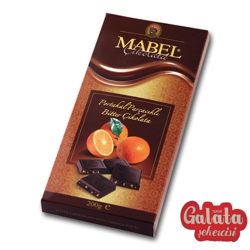 Portakal Parçacıklı Bitter Çikolata 200gr Tablet İstanbul Tarihi